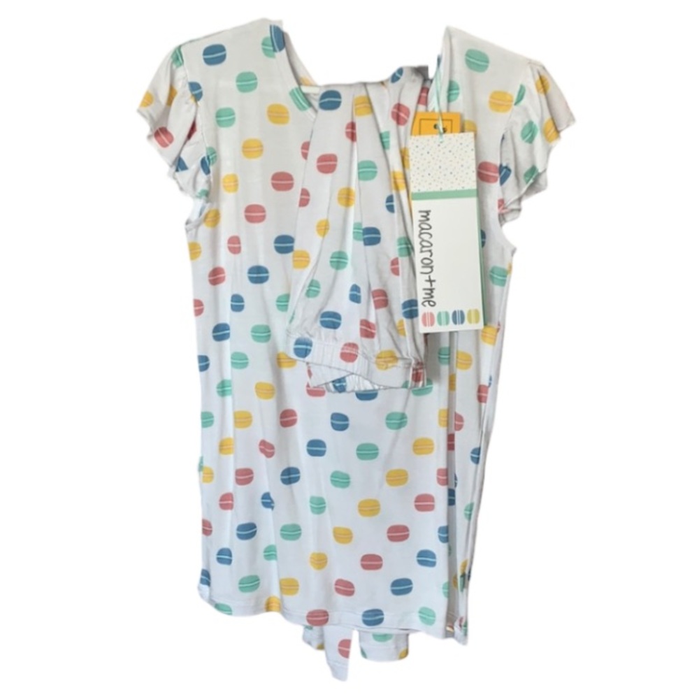 NWT Macaron + Me Bamboo Two-Piece Pajama Set Colorful Macaron Print Size 8YR